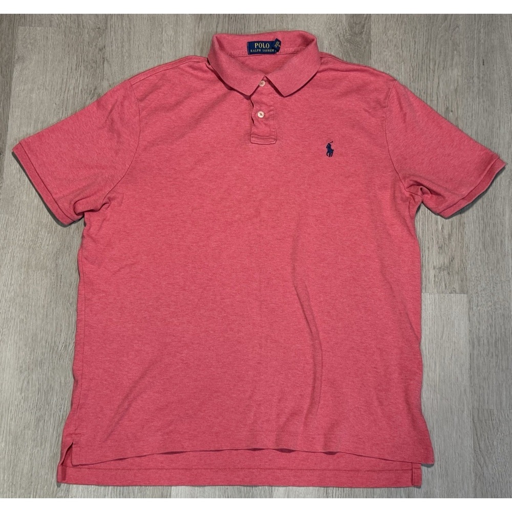 Polo Ralph Lauren Polo Shirt Men's Size Large Pink Pony Logo Cotton Short Sleeve